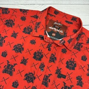Retro Rifle Collab McDojoLife Men's Size 2XL Red All Over Print Samurai Button